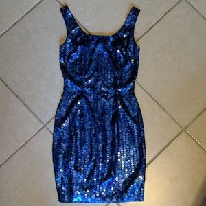 Blue sequin cocktail dress